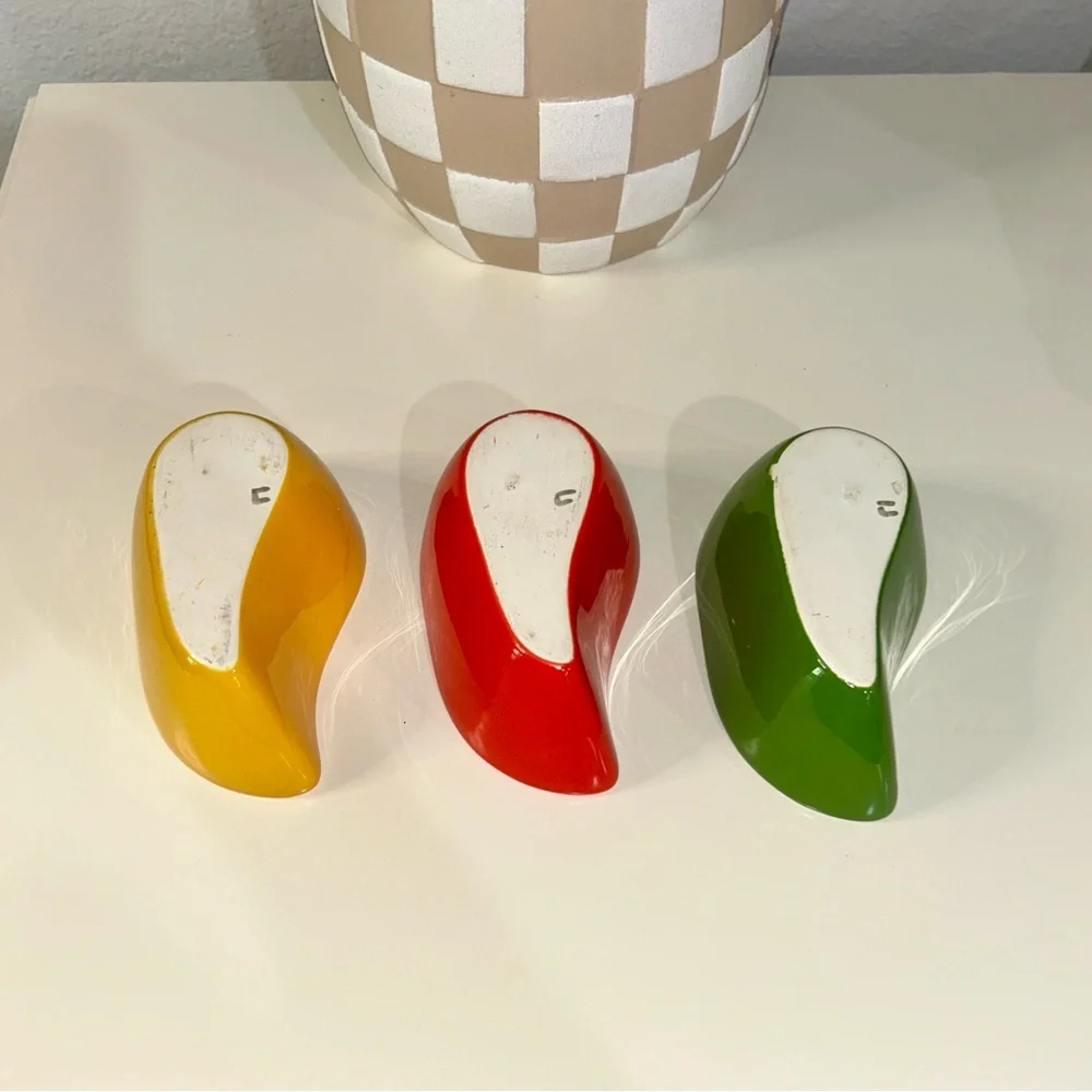 Set of Three Pepper Shaped Ceramic Dip Bowls